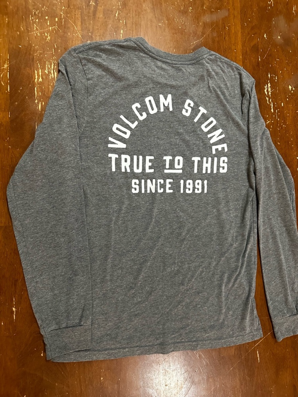 Volcom Dark Heather Gray Long Sleeve Tee with White Logo